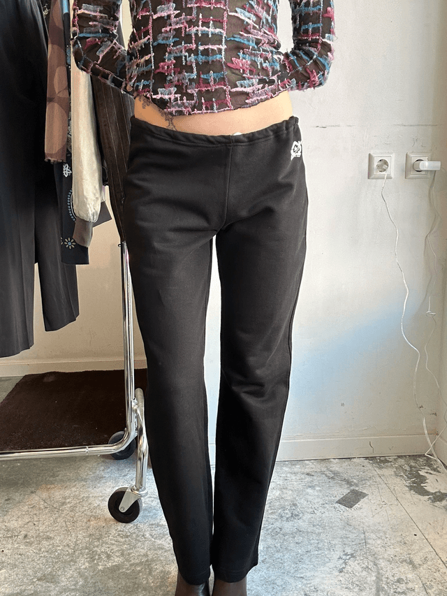 gas black low waist trainers pants