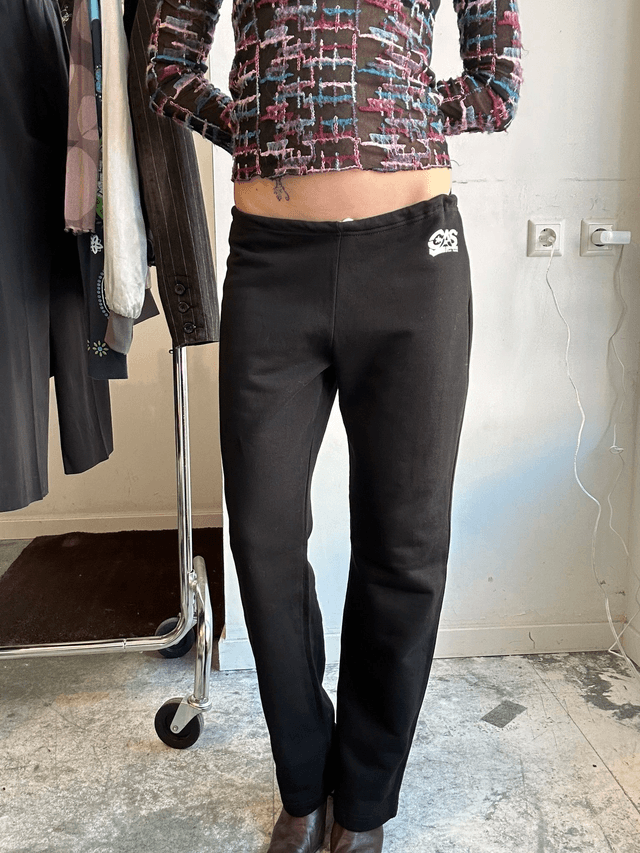 gas black low waist trainers pants