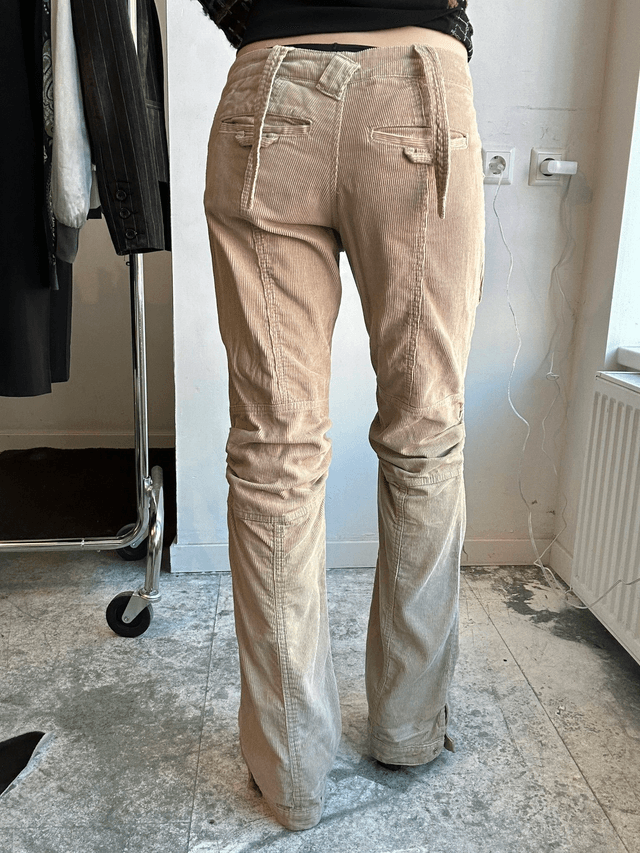 phard low waist beige cargo corduroy pants