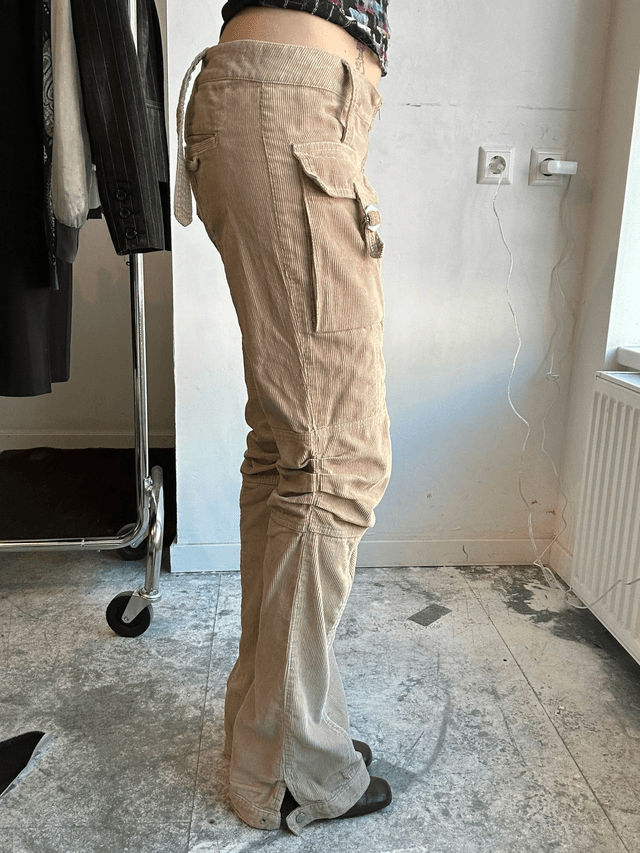phard low waist beige cargo corduroy pants