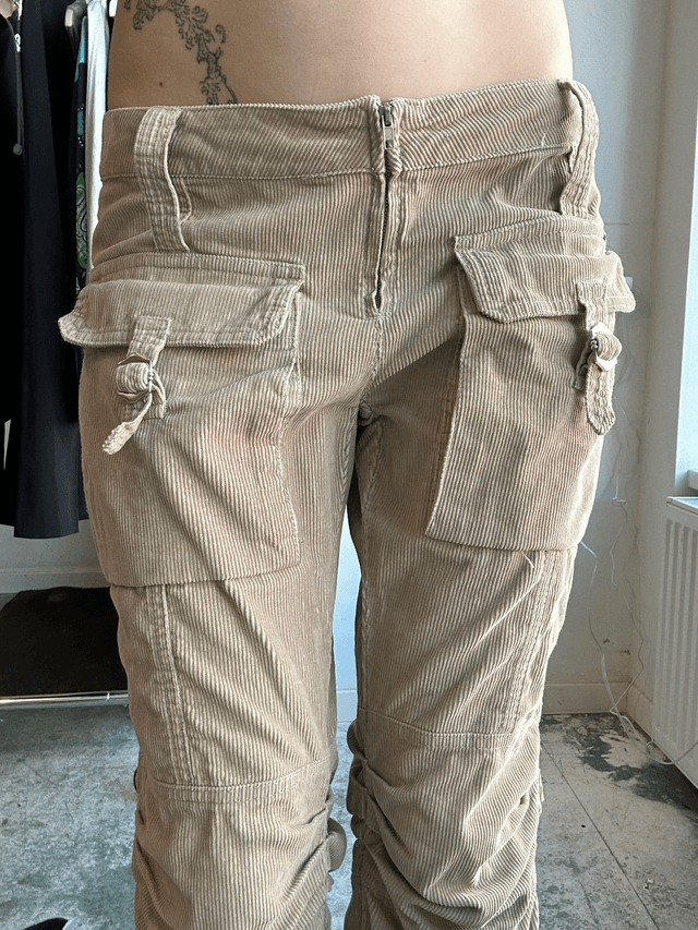phard low waist beige cargo corduroy pants