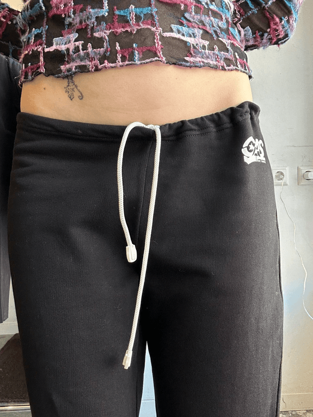 gas black low waist trainers pants